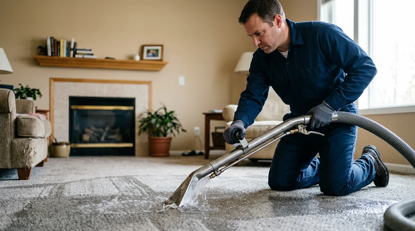 Water damage restoration technician working near Cairo, WV